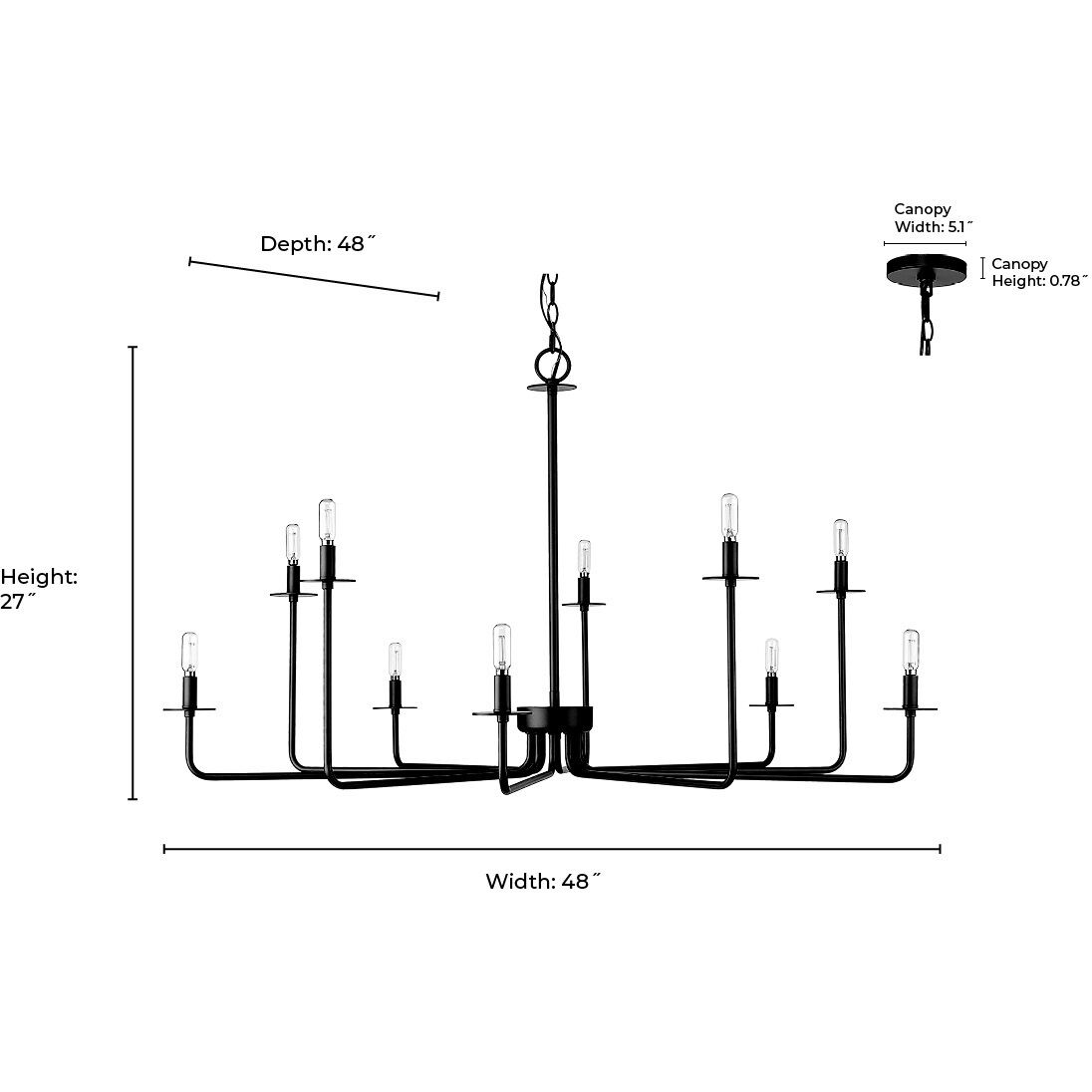 Marceline 10 Light 48 inch Polished Nickel Chandelier Ceiling Light